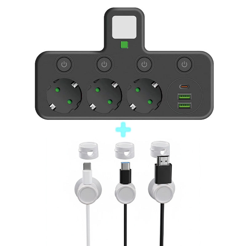 PowerNest™ – Slimme Stekkerdoos met USB & Nachtlampje