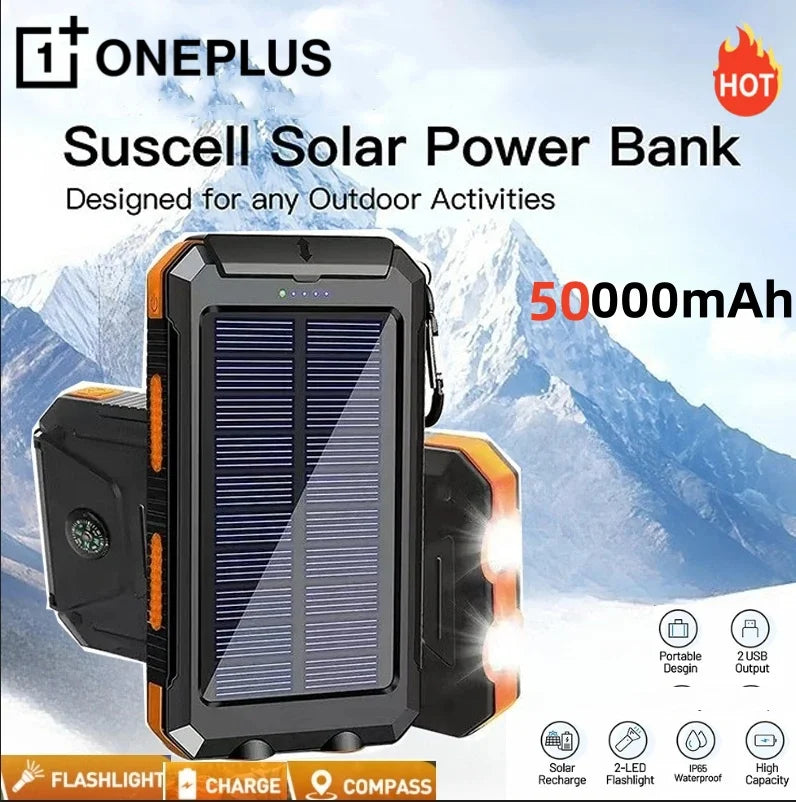 SunCharge™ – Solar Powerbank 50.000mAh met Zaklamp en Compas