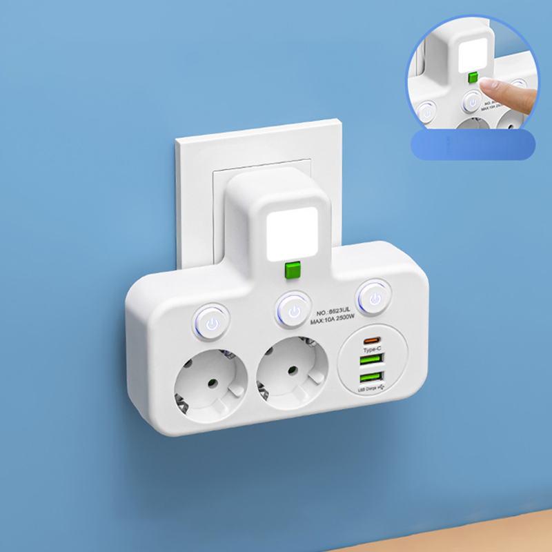 PowerNest™ – Slimme Stekkerdoos met USB & Nachtlampje