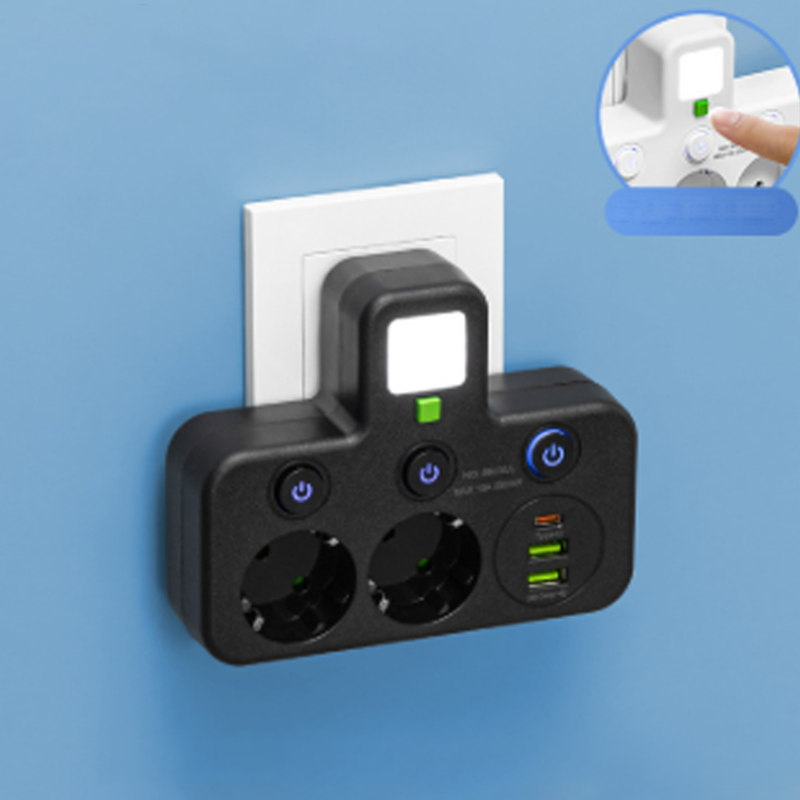PowerNest™ – Slimme Stekkerdoos met USB & Nachtlampje
